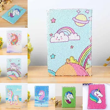 

New A5 Notebook Color Reversible Sequin Unicorn Diary Notebook 78 Page Notebook Journal DIY Personal Diary Note Book