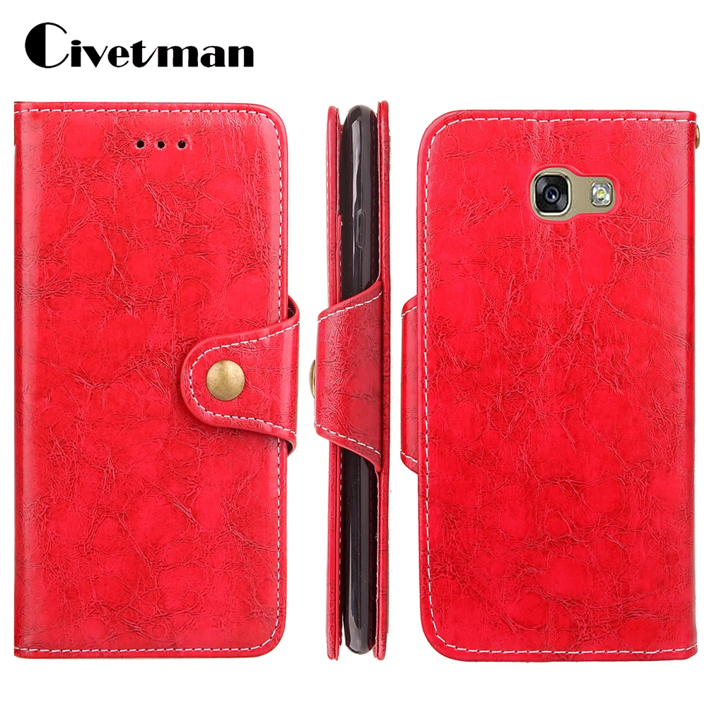 5 Colors Cover Phone Case For Samsung Galaxy A3 2017 A320 A320F 4.7&quot Flip Retro Oil Wax PU Leather TPU Shell Holster Bag Stand |