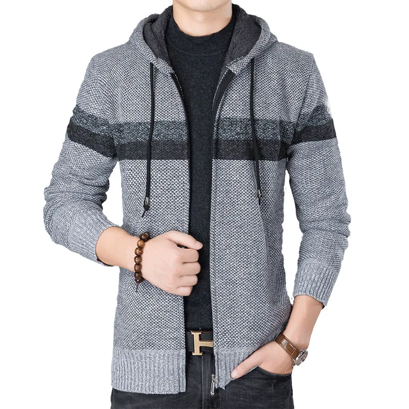 Men Sweater Cardigan Zipper Fashion 2018 New Loose Men's Thick Winter Sweater Striped Knitting Patterns Mens Sweater Coat Jacket