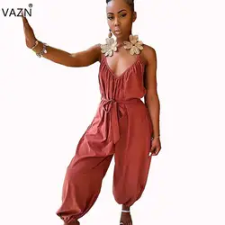 VAZN 2019 модный дизайн Классический комбинезон однотонный повседневный комбинезон сексуальный женский без рукавов с v-образным вырезом