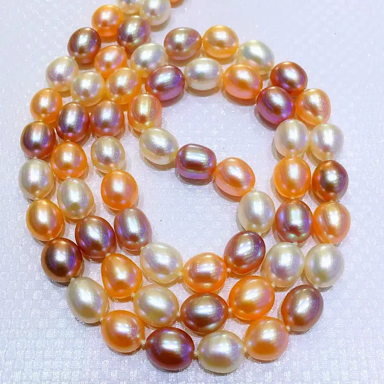

gorgeous AAA south seas white pink purple pearl necklace 18inch14K (9.13)