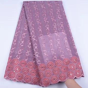 

High Quality Swiss Voile Lace In Switzerland French Cotton Lace African Tulle Lace Fabric With Stones For Nigerian Women 1648