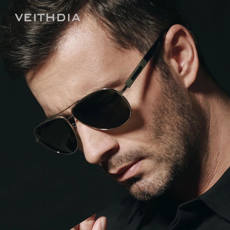 Мужские солнцезащитные очки VEITHDIA модные брендовые с поляризационными стеклами