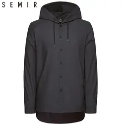 SEMIR пальто с капюшоном для мужчин с длинным рукавом Хлопок Свободное пальто для весны мужские буквы принт уличная одежда для мужчин одежда