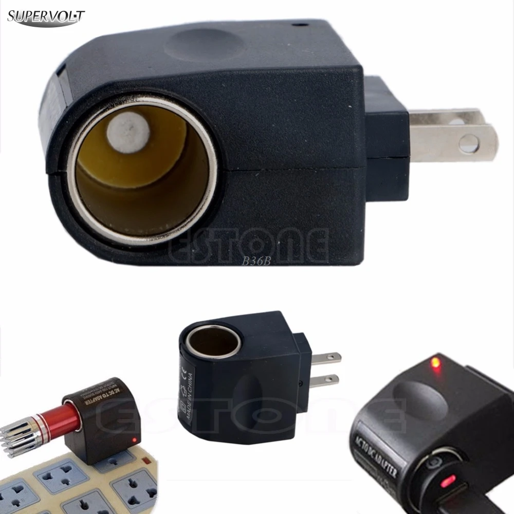 Kris New AC US Plug Wall Power to DC Car Charger Cigarette Lighter