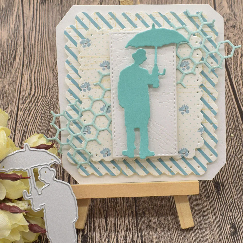 

Umbrella Man Metal Cutting Dies For Scrapbooking DIY Paper Card Album Decoration Embossing Template Craft Dies