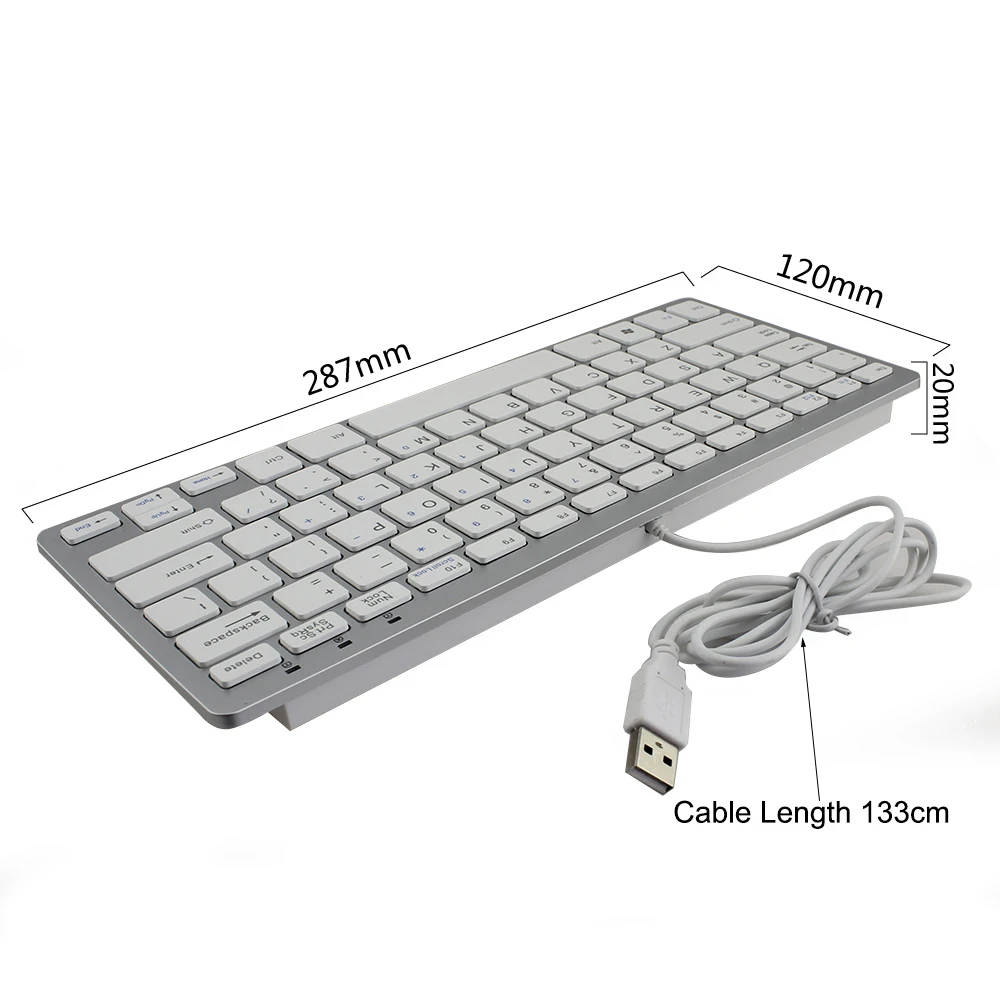 CHYI ультра тонкий 78 клавиш Scissor USB2.0 Проводная клавиатура 78-клавишная ультра-тонкая клавиатура USB кабель мини Бесшумная клавиатура для настольного ноутбука