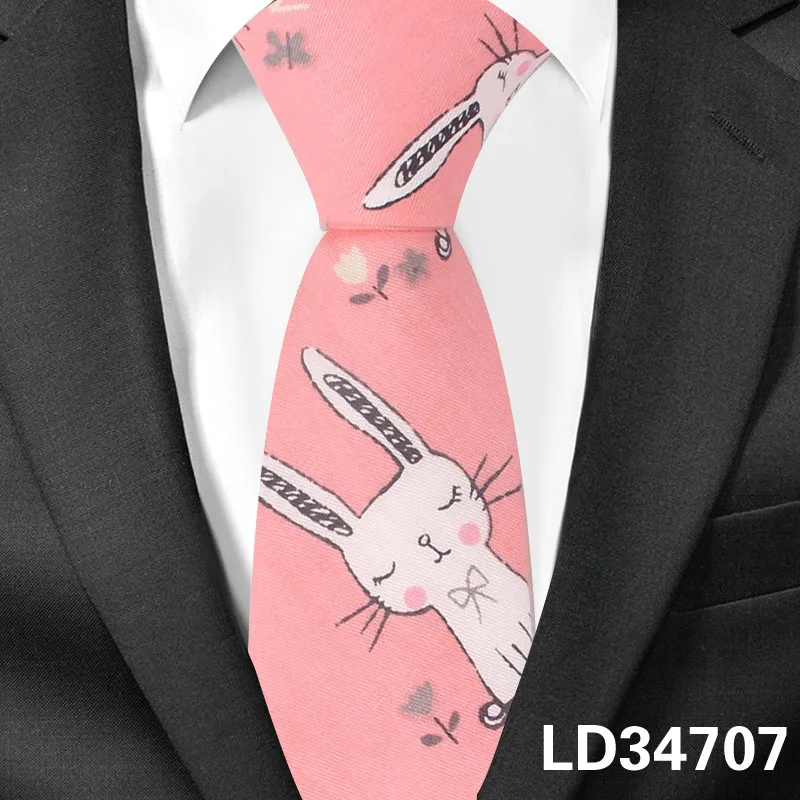 Модный галстук с животным принтом для мужчин и женщин для худой шеи, галстук для свадьбы, повседневные Мультяшные галстуки, классические костюмы, тонкие хлопковые галстуки на шею - Цвет: LD34707