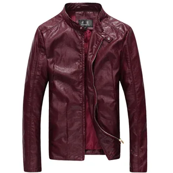 

2017 New Men Washing PU Leather Motorcycle Jackets Large Size M-4XL 5XL 6XL Khaki Black Wine Red Male Skin Leather Coat