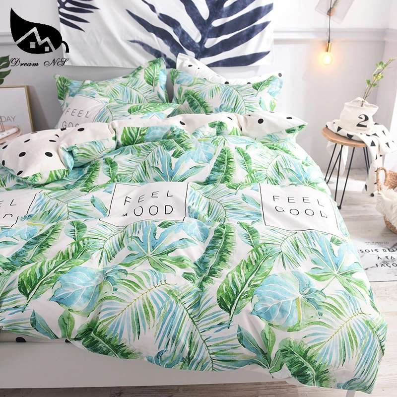 حلم NS 100% القطن يشعر دود طقم مفارش أسِرة منزلية النبات الأخضر غطاء لحاف المخدة الدافئة لينة المنزل غرفة نوم غرفة المعيشة غطاء