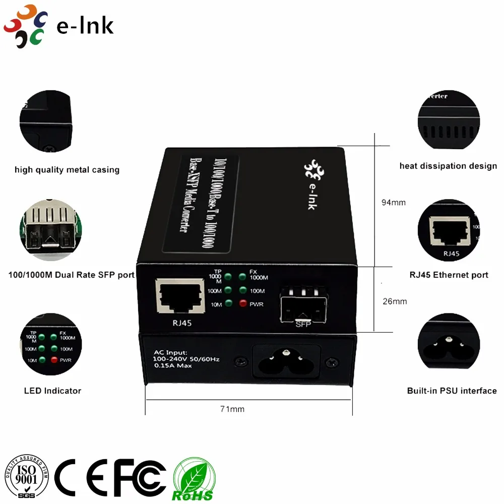 

100/1000M Auto-sensation SFP Media Converter with Built-in Power Supply