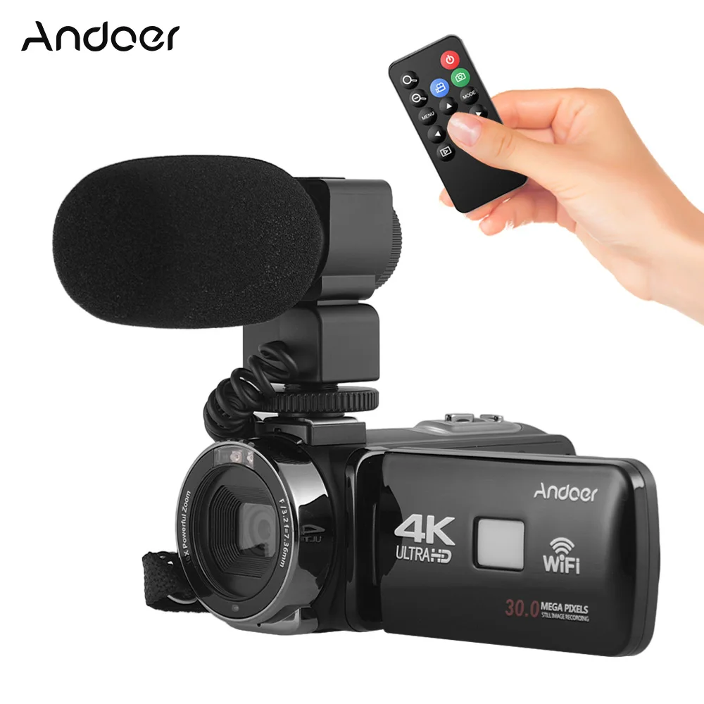 

Andoer 4K Ultra HD WiFi Digital Video Camera Camcorder DV Recorder With 16X Zoom 3.0" LCD Touchscreen IR Night Vision