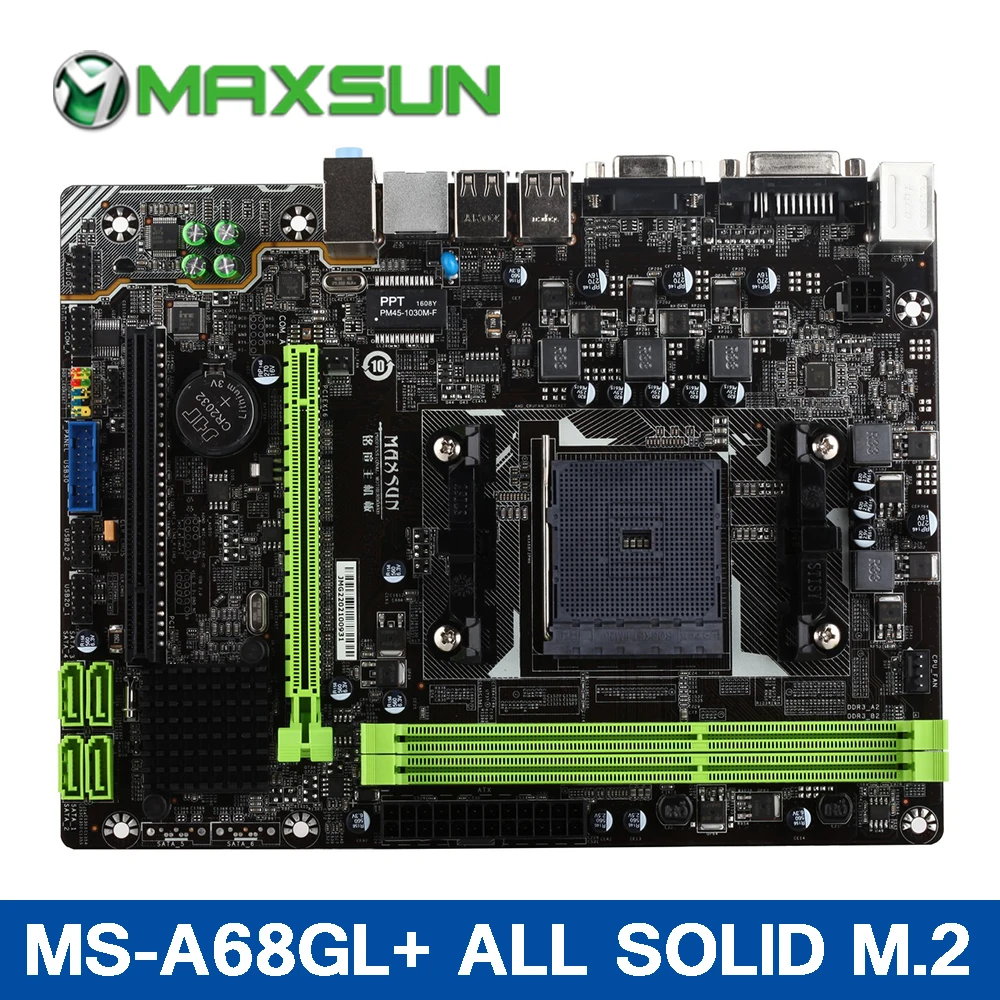 Новый MAXSUN A68GL все твердые M.2 материнская плата mATX DVI + HDMI двухканальный DDR3 1866/1600 МГц