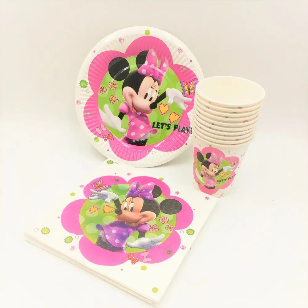 

40pc/set Theme Cup/Plate/Napkin Minnie Mouse Party Supplies Favors Girls Shower Event Party Decorations Party Supplies Favors