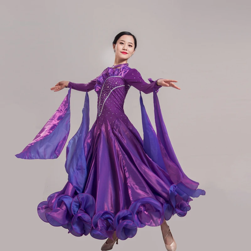 Пользовательские Madden Танцы одежда для сцены бальных танцев чванство платье национальной Стандартный Танцы конкурс платье 11 цветов