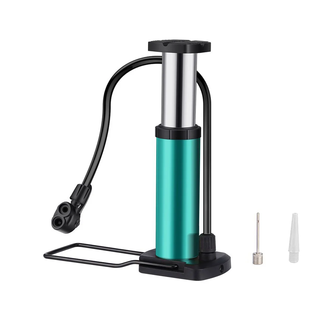 Bike Pump Mini Bike Floor Pump Foot Activated Bicycle Air Pump and Aluminum Alloy Portable Bike Pump Mountain Bike Tire Pump C