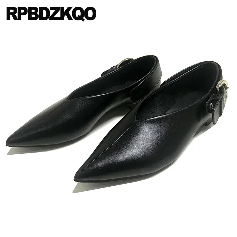 Señoras China Chino Zapatillas Marca 41 Diseñador Tamaño Grande Últimas De Deslizamiento En Planos Zapatos Metal Negro Punta Mujeres Mulas 2018 vfqwRq5