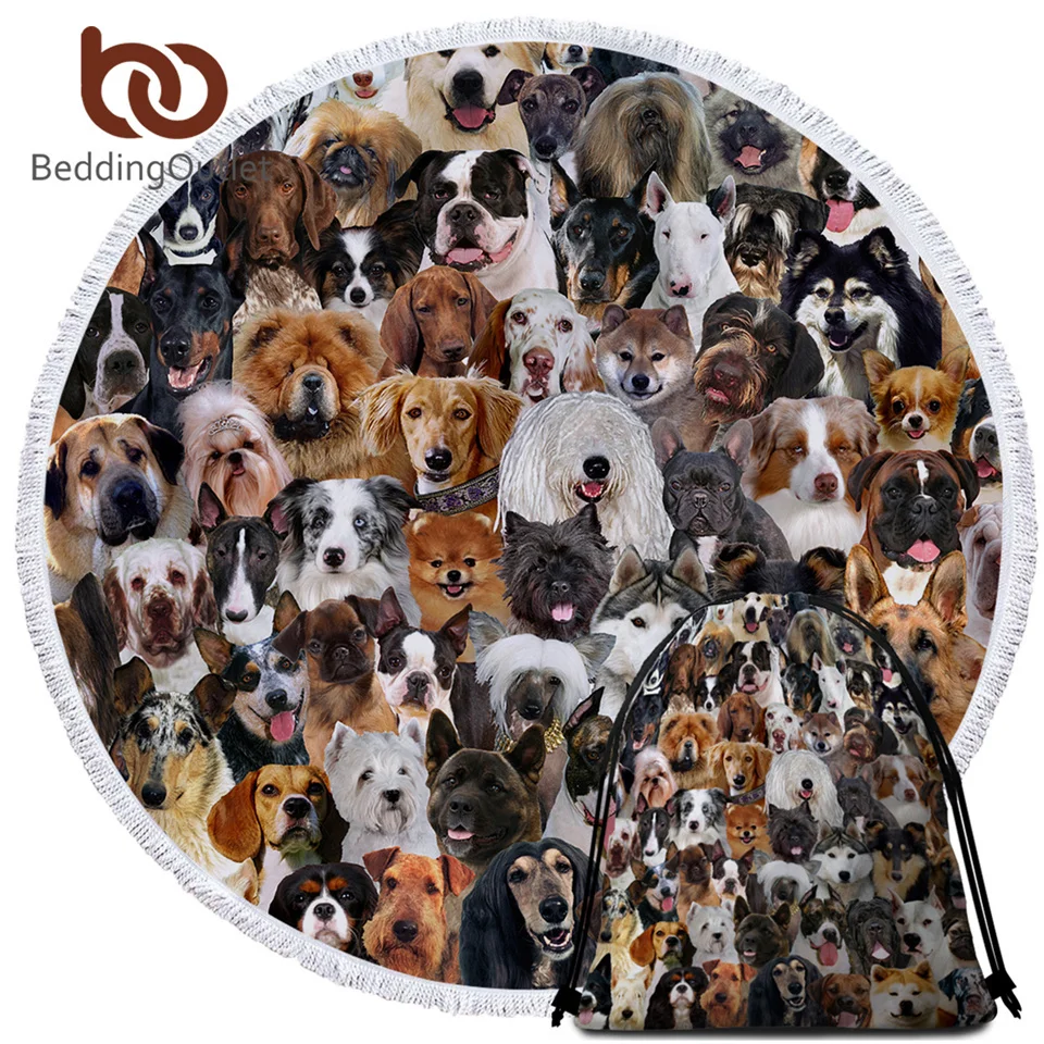 Круглое пляжное 3d полотенце BeddingOutlet для собак банное домашних животных Хаски