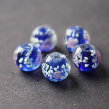 

20Pieces/Lot 8mm 10mm Luminous Lampwork Glass Beads Flower Beads Blue color jewelry making