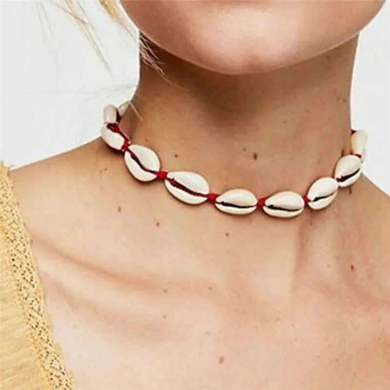 Женское Ожерелье-чокер Boho Sea Shell колье с натуральным чехлом простой шейный платок