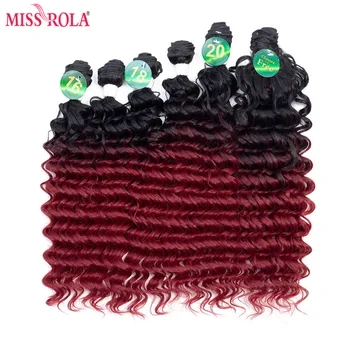 Miss Rola Capelli Sintetici Ombre Estensioni Dei Capelli Dell'onda Profonda Tesse 200g Trama Dei Capelli 16-20 pollice 6 pz/pacco per Le Donne 1