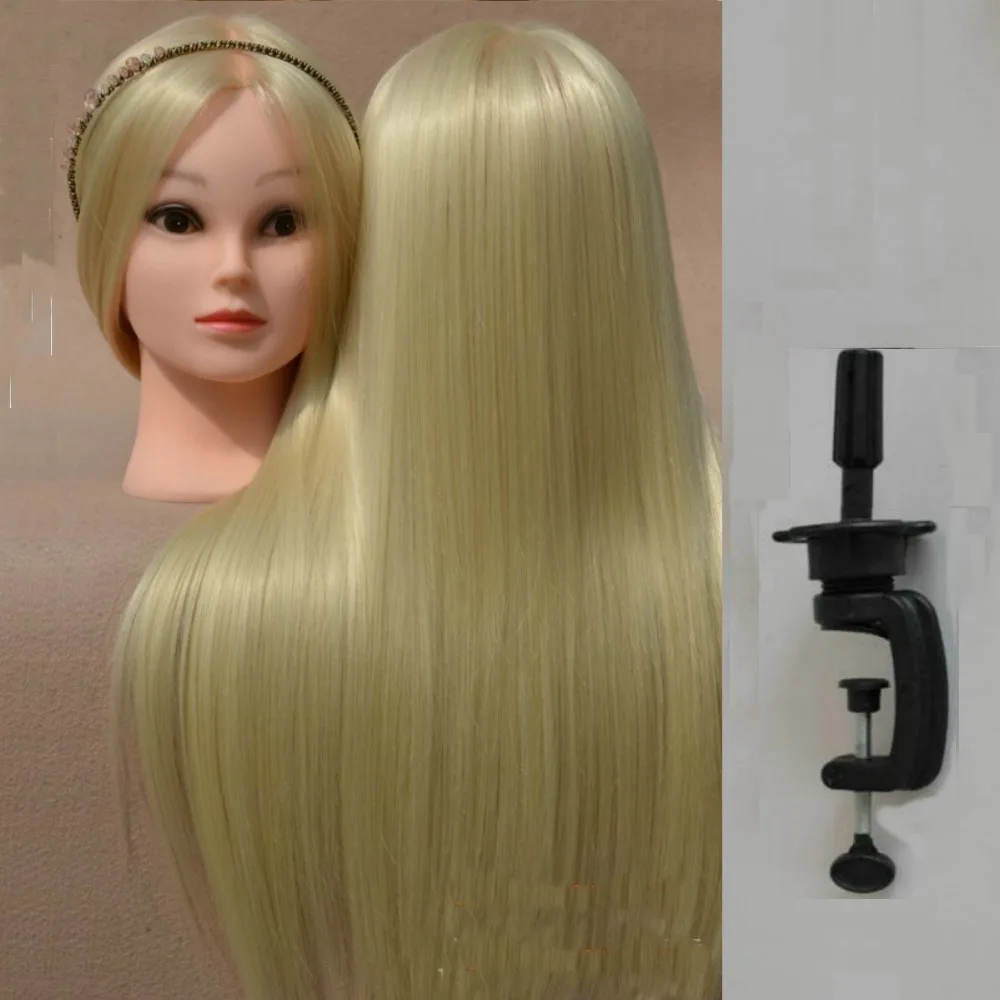 Золотой манекен головы волосы манекены волосы платье для укладки волос обучение женщин голова бежевый парик с держателем кронштейн