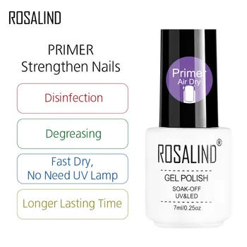 

ROSALIND Gel Polish 1PCS Primer Strengthen Nails For UV Gel Varnish Soak Off Semi Permanent Lacquer Needed TOP BASE Coat
