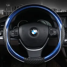 3D Спорт рулевого колеса автомобиля Чехлы для мангала Micro Волокно Кожа двухцветный Дело руль авто Салонные аксессуары цвет: черный, синий