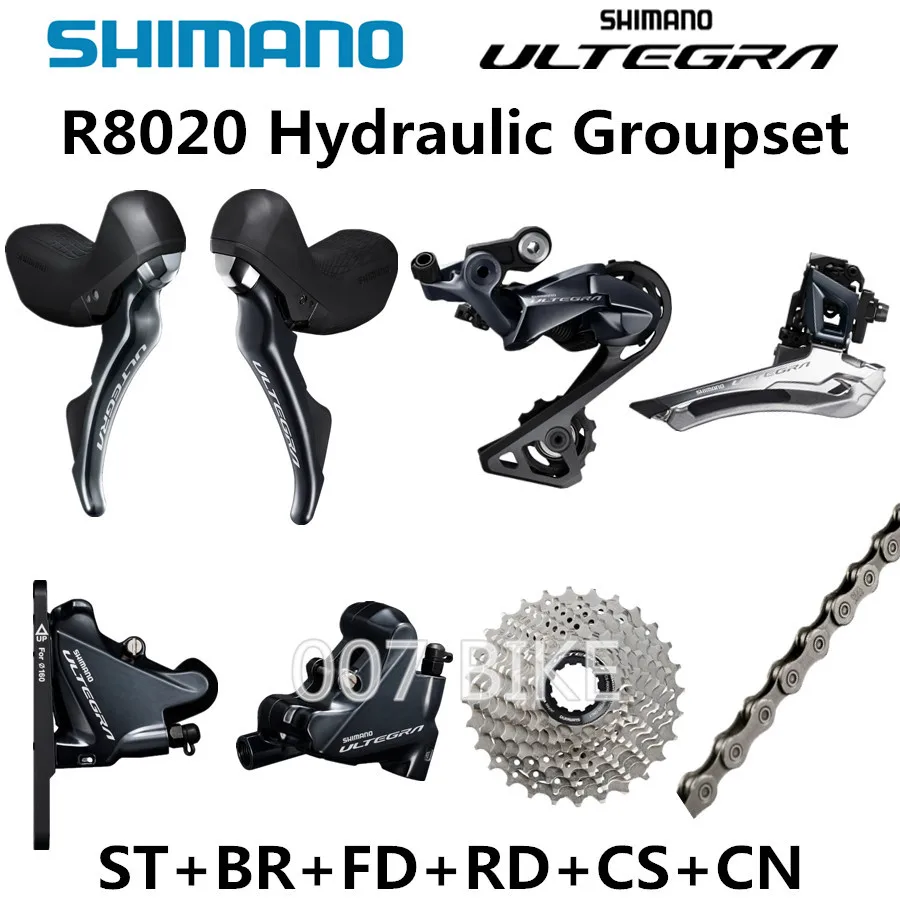 

SHIMANO ULTEGRA R8020 Groupset R8020 Hydraulic Disc Brake Derailleurs ROAD Bike R8020 R8070 shifter 25T 28T 30T 32T 34T