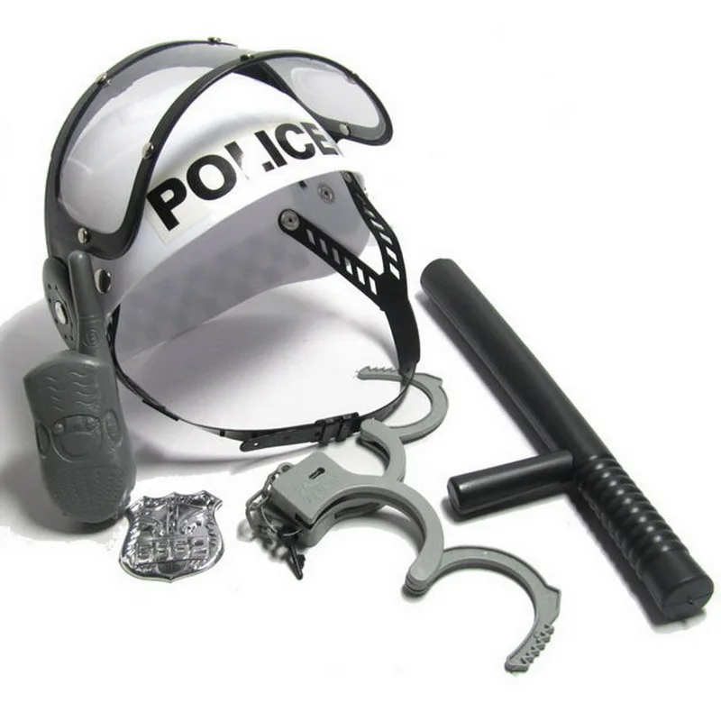 Police Pretend Role Play 6pcs Walkie-talkie Helmet Kids Toy Cosplay Props