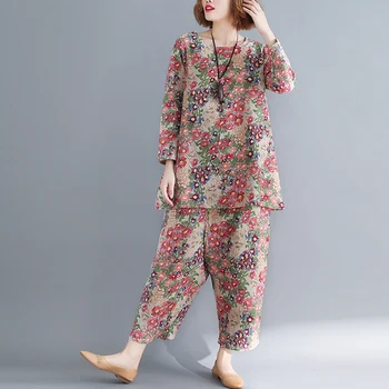

Large Size Spring 2 Piece Set Women Cotton Tracksuit Women Casual Year-old Female Costume Ensemble Femme Deux Pieces Woman Suit