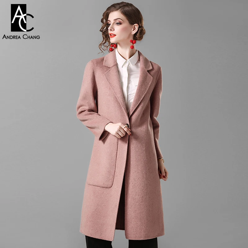 autumn winter woman outwear overcoat wool coat single big pocket