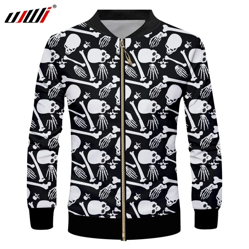 

UJWI Street Clothing 3D Printed Man Zip Jacket Skeleton And Skull Punk Rock Men's Spandex Sweatshirt Wholesale Big Size 6XL