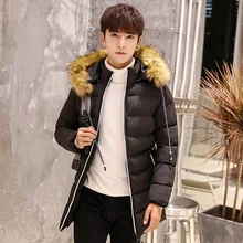 Корейская Тонкая зимняя длинная мужская куртка повседневное теплое плотное пальто меховые толстовки мужские дизайнерские пальто