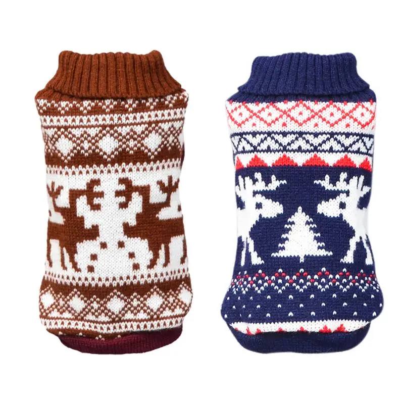Рождественская Одежда для собак, вязаный свитер, теплая дышащая одежда для собак, толстый зимний свитер для собак, Свитера с оленем для щенков
