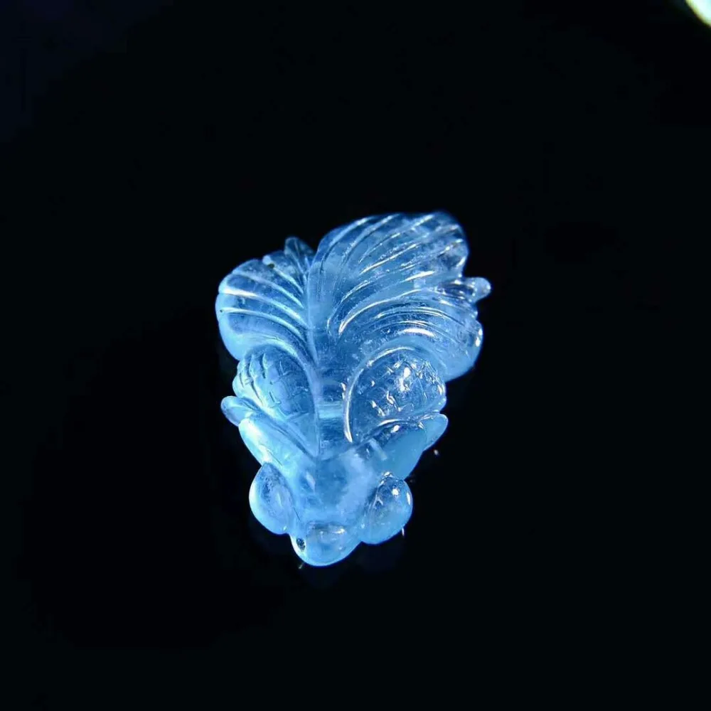 Настоящий натуральный голубой аквамарин прозрачный кулон Рыба резной драгоценный камень Горячий прозрачный 20 мм женские и мужские Бусы Исцеление DIY Камень AAAAAA
