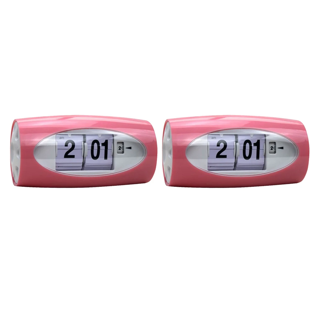 2x Modern Style Auto Flip Desk Clock Vintage Table Alarm Clock Modern Office Home Decor Table Clock