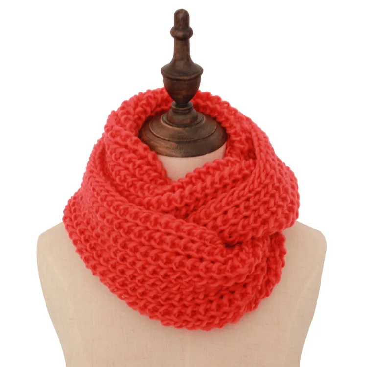 Зимний вязаный шарф-снуд для женщин, одноцветные теплые шарфы, черный шарф с воротником, мужской шарф, унисекс, палантин для таксы - Цвет: Watermelon Red
