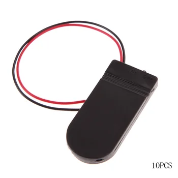 

ALLOYSEED 10pcs/lot Black DIY CR2032 3V Button Coin Cell Power Bank Battery Holder Storage Case Box With On-Off