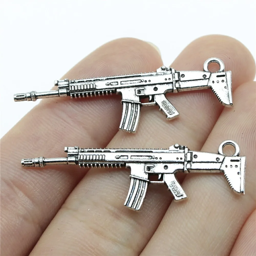 

WYSIWYG 5pcs 44x14mm Guns Charm Pendants Machine Guns Charm Submachine Guns Pendants For Jewelry Making