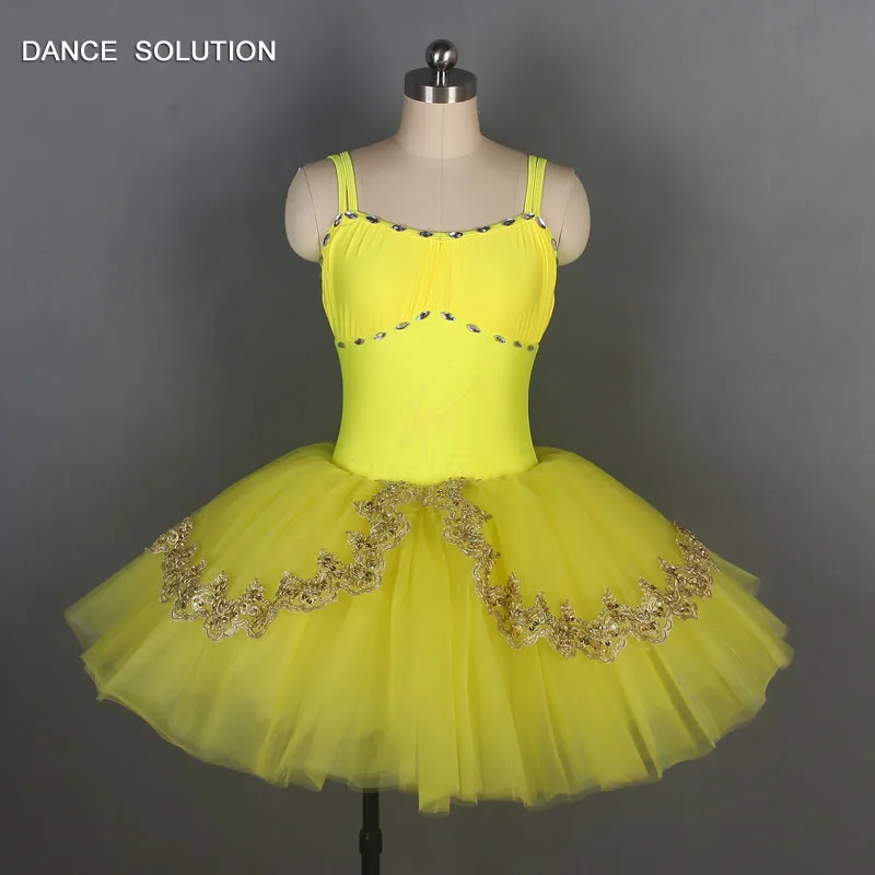 Сиреневая ночная рубашка из спандекса, профессиональная балетная пачка для взрослых и детей, танцевальный балетный костюм, платье принцессы для танцев, 4 цвета, BLL073 - Цвет: Цвет: желтый