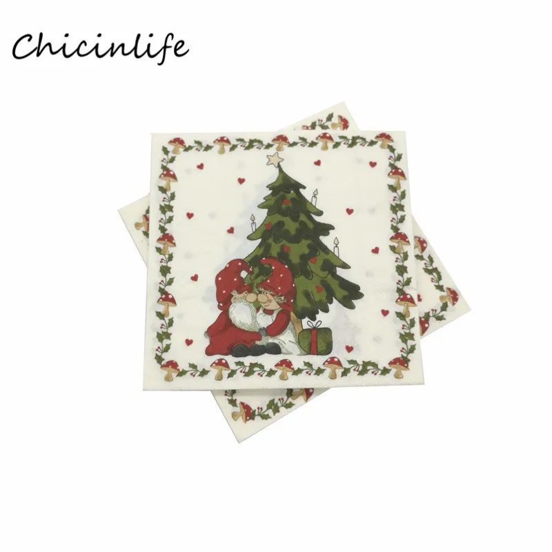 Chicinlife 20 шт./лот Рождественская елка Санта Клаус бумажная салфетка декупаж