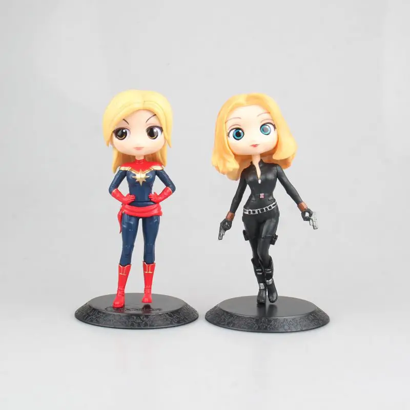 

Qposket Marvel Avengers Captain Marvel Black Widow PVC Action Figures Collectible Model Kids Toys Doll 14cm