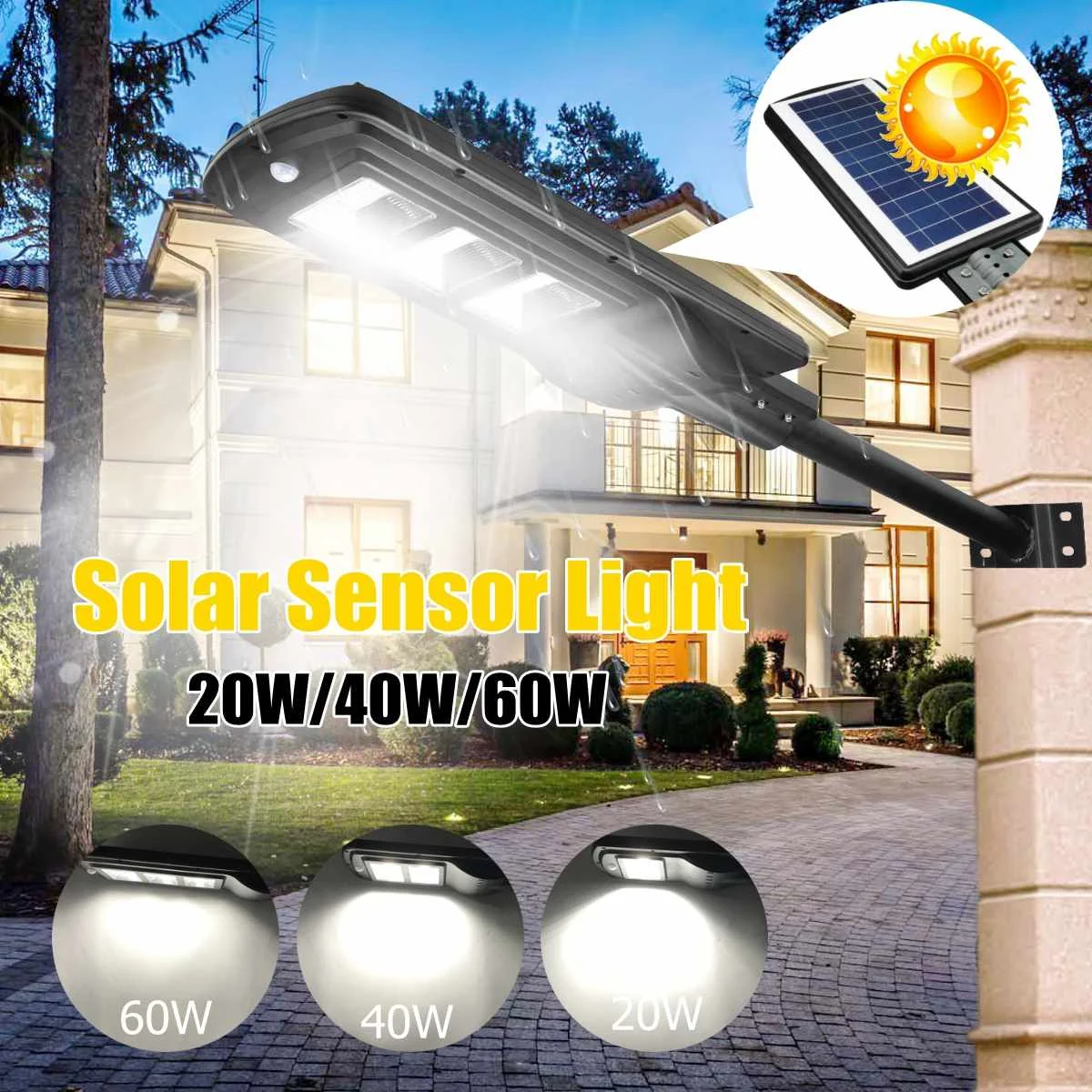 

60/40/20W Solar LED Wall Street Light Radar Induction PIR Motion Sensor Outdoor Lamp Lightning For Home Residential Courtyard