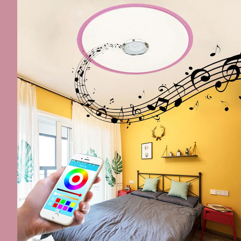 Sala de Estar Quarto das Crianças Luz de Teto App + Remoto Inteligente Bluetooth Moderno Simples Ultra-fino Música Luz Led 7 sala de estar quarto das crianças luz
