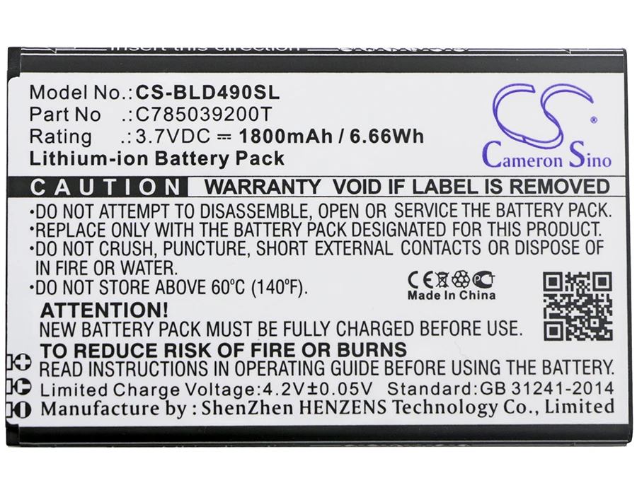 Аккумулятор Cameron Sino 1800 мАч C785039200T для BLU D090L D090U D110L D110U D490L D490U Dash G M2 X2|1800mah battery|cameron