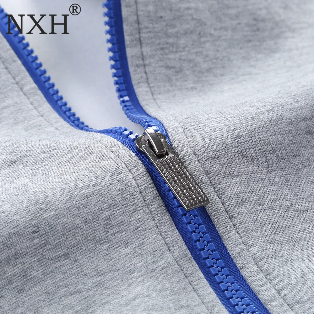 NXH размера плюс спортивный костюм 6XL 7XL 8XL длинный хлопковый спортивный набор мужской набор с вышивкой мужские спортивные костюмы набор для бегунов 2 шт мужской спортивный костюм