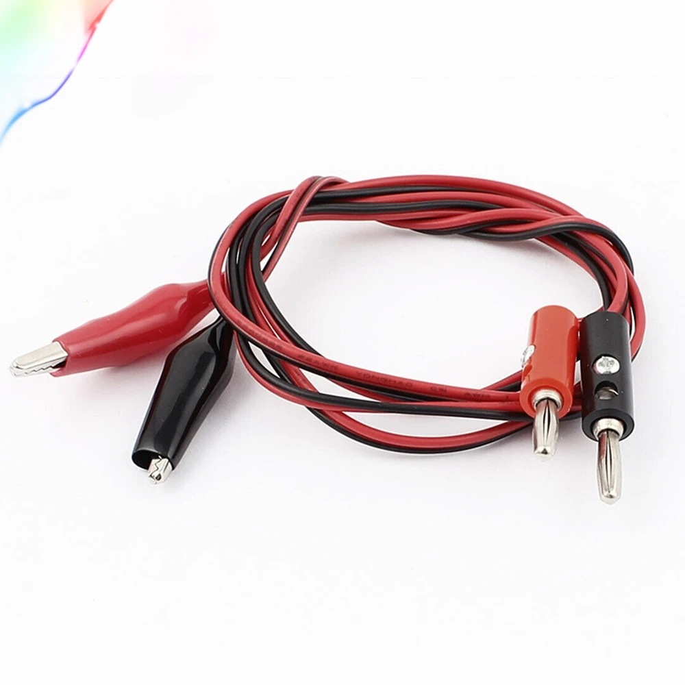 Multimeter Alligator Test Lead Clip To 4mm Banana Probe Cable Black Red