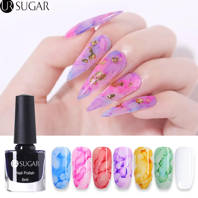 UR SUGAR 6ml Blooming Nail Polish Smoke Effect Smudge Blooming Varnish ...