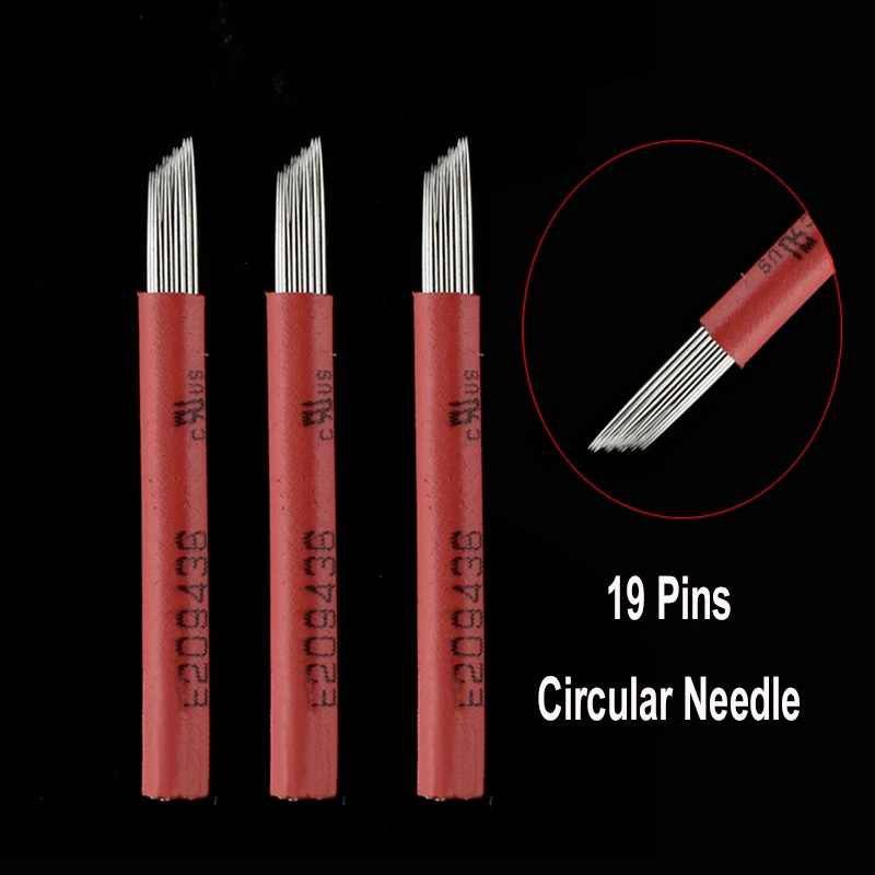 100pcs Laminas Circular R19 Round Tebori Agulhas Microblading Bevel R 19 pins Round Liner Blades 19RL Tattoo Needles For Eyebrow